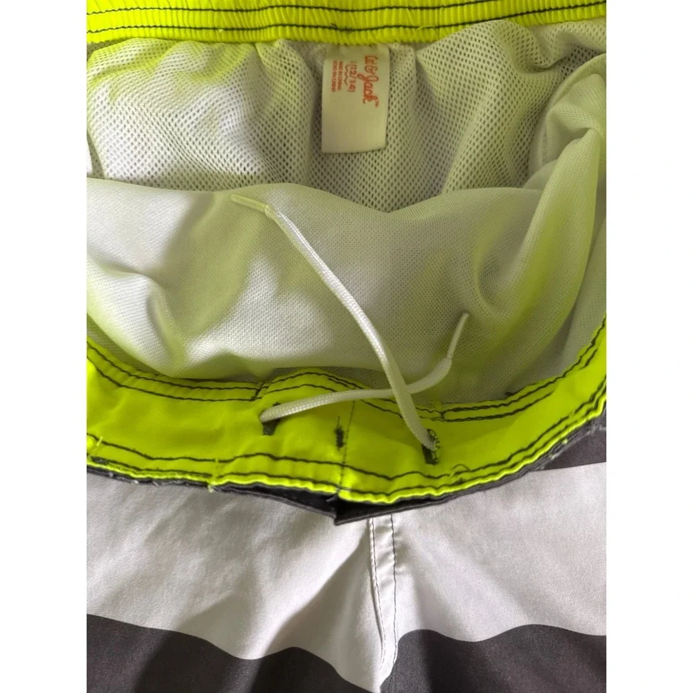 Cat & Jack Boys Gray White Strip Swim‎ Trunks Size L (12/14)